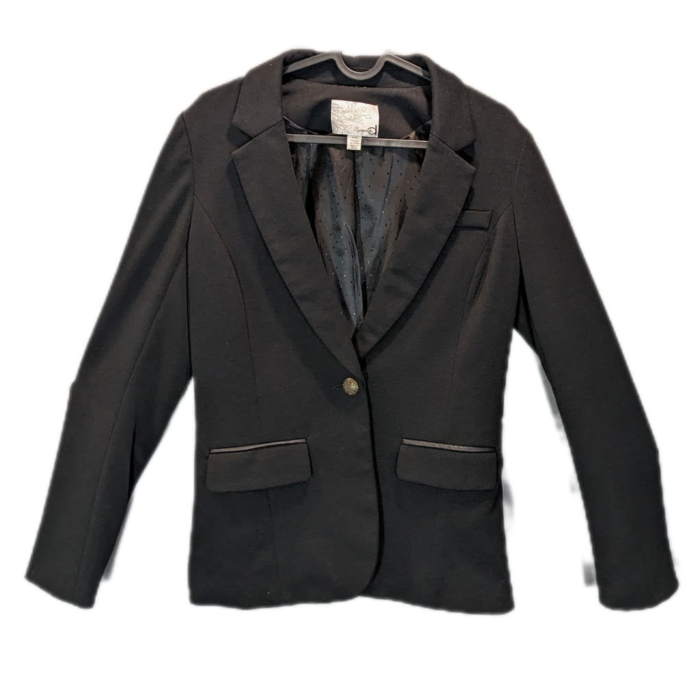 Dynamite Black Blazer with Faux Leather Trim and Elbow Patches Size Medium